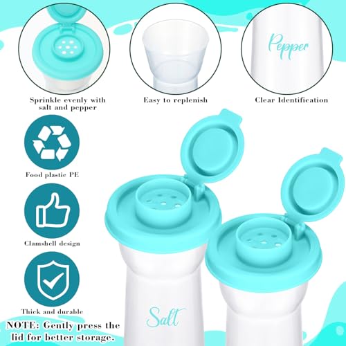 Image of Set of 2 Plastic Salt and Pepper Shakers with Lids Large Salt Shaker Pepper Container Vintage Tall Hourglass Camping Picnic Outdoors Travel Spice Set for Home Picnic Kitchen(Fashion,Teal)