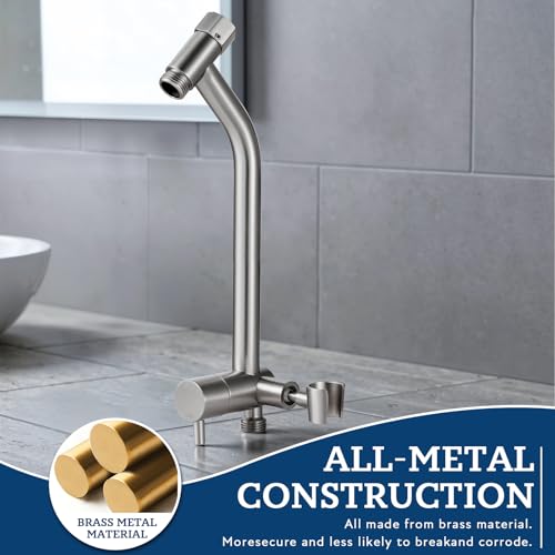 Image of G-Promise Metal Shower Diverter with Low Handheld Holder, 3-Way Diverter Valve with Pause Mode for Handheld and Fixed Shower Head, 4-Setting Universal Bathing Replacement(9 Inch, Brushed Nickel)