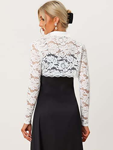 Image of Allegra K Lace Shrug for Women's Victorian Gothic Tie Neck Wedding Bolero for Evening Dresses