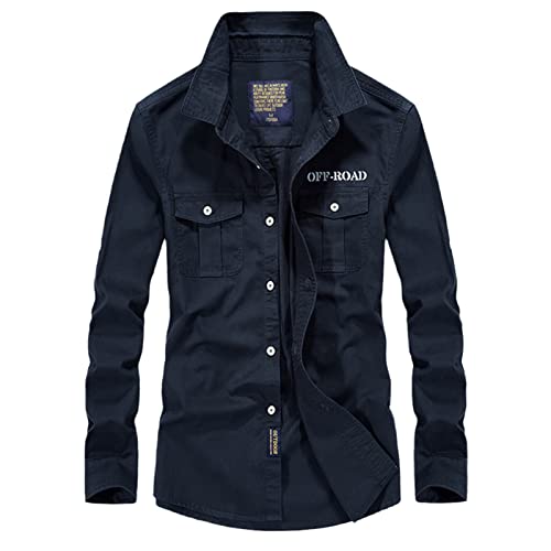 Preisvergleich Produktbild OTFTHPCW Langarm männliche Sommer -Herren -Freihemdhemd Männer Kleidung Retro Mann Hemden Herrenhemd Deep Blue XXL
