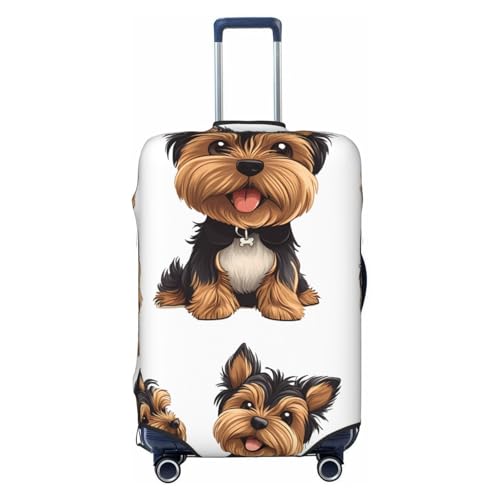 Yorkshire Terrier Dog Elastic Travel Luggage Cover, Washable Spandex Suitcase Protector, Anti-Scratch Fits 18-32 Inch