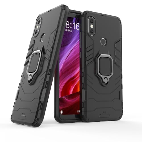 Max Power Digital Magnet Case for Xiaomi Mi A2 Shockproof Hard Phone Cover with Grip, Metal Ring Kickstand Bumper Shell [Compatible with Magnetic Car Mount] (Black)