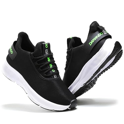 Tênis Masculino para Corrida, Caminhada e Academia, Preto/Branco (Preto/Verde, BR, Adulto, Numérico,