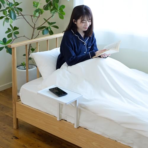 山善(YAMAZEN) ベッドガード 大人 落下防止 折りたたみ棚付き 布団ずれ防止 ベッドテーブル 折り畳み 取付カンタン 幅29.5×奥行53×高さ30.5cm 組立品 ホワイトウォッシュ/マットホワイト YBG-29T(WW/MWH)の商品画像（Amazon）