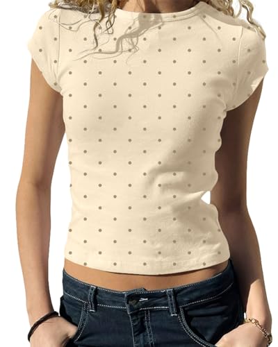21 Cream Polka Dot Skirt Outfits Cream Polka Dot Crop Top