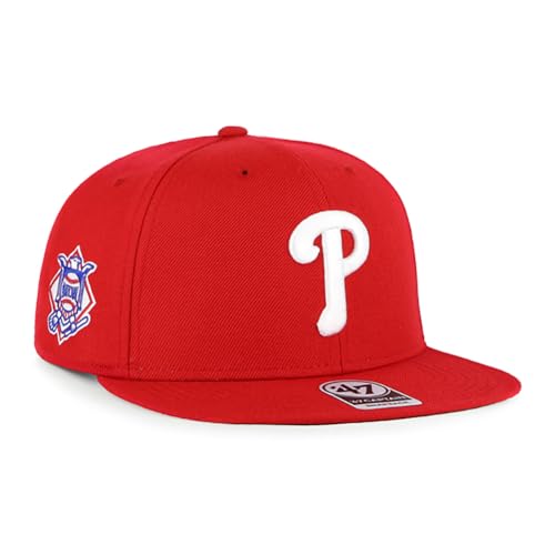 '47 MLB Sure Shot Captain Hat Adjustable Structured 6-Panel Snapback Hat Cap, Adult One Size Fits All (US, Alpha, One Size, Philadelphia Phillies)