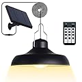 Solar Pendant Light Outdoor - 3000K, 4500K, 6500K Solar Lights with Remote Control, IP65 Waterproof, Indoor/Outdoor, for Garden, Chicken Coop, Gazebo, Barn