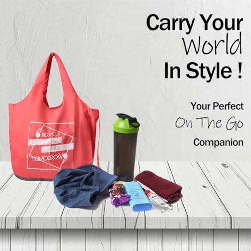 Image of IVILLAGE Foldable Reusable Polyester Bags for Shopping and Daily Essentials | Stylish Designer Tote and Shopper Bag | Compact, Lightweight, and Eco-Friendly with 12Kg Capacity