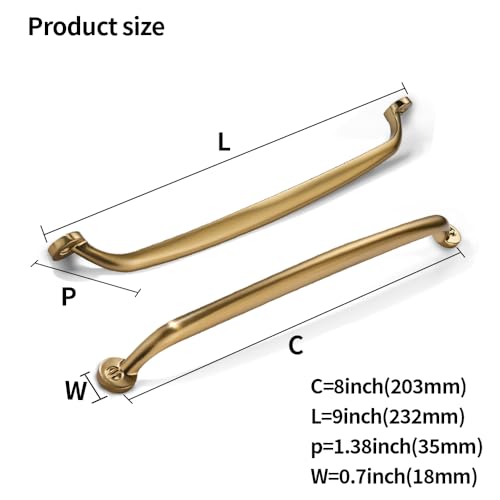 CABDM 2 Pack 8 inch Hole Center Champagne Bronze Cabinet Pulls - Heavy Duty Solid Drawer Honey Bronze Hardware Handles Kitchen Vanity Bathroom Handles by CABDM - Image 2