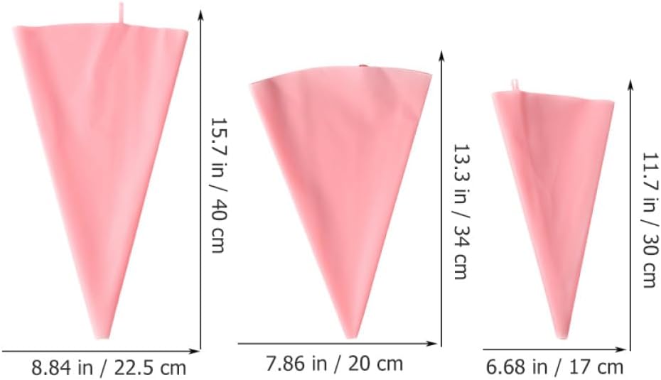 Silicone Pastry Bags Pink Reusable 3pcs for Cake Decorating Xmas