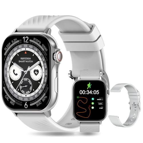 PEJE Smartwatch GPS G08,Tela AMOLED de 2.13", Alexa, Relogio Smartwatch Feminino e Masculino,100 Esportes,1ATM à rova d'água, Chamada Bluetooth, Compatível com Android iOS (Prata)