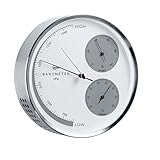 Barigo Analog Weather Station, Stainless Steel, 160 mm, °C/hPa - No. 351 / Made in Germany