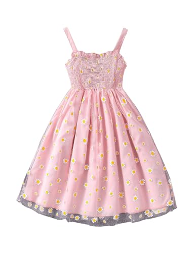 SweatyRocks Girl's Floral Print Dress Spaghetti Strap High Waist Ruffle Trim A Line Dresses