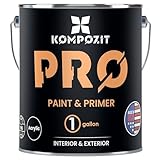 KOMPOZIT PRO Paint & Primer Semi Gloss White 1 Gallon 100% Acrylic High Durability and Scratch-Resistant Paint. Made in USA. Low VOC.