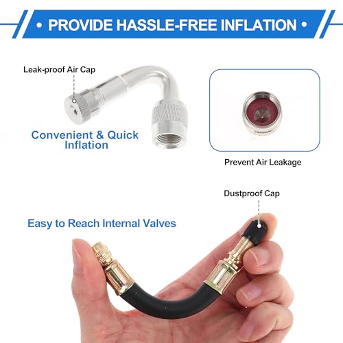 Image of Motoforti 1set 45 Degree Copper Tire Valve Extension with Durable Plastic 125mm Tyre Valve Inflation Adapter for Car Motorcycle RV Truck Bike