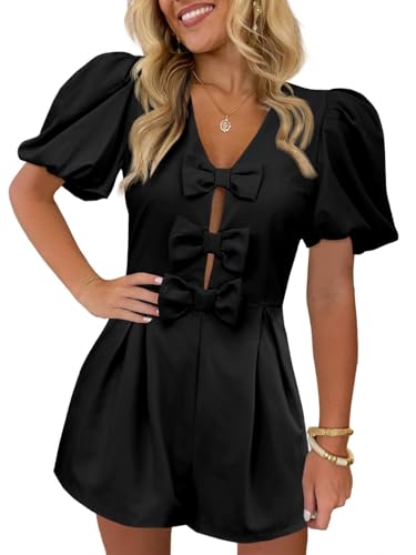 Grenouillère d'été sexy Cicy Bell : manches bouffantes et col en V