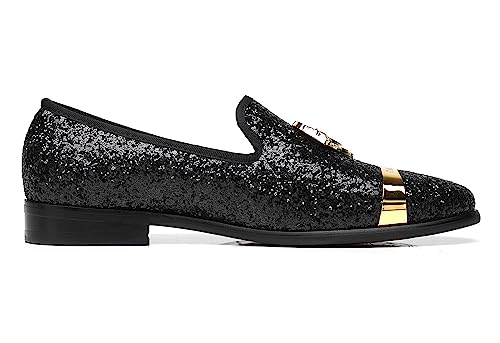ELANROMAN Men's Glitter Loafers Oxford Dress Fashion Wedding Party Prom Shoes3