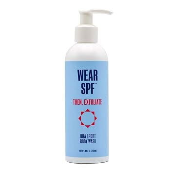 WearSPF BHA Sport Body Wash 1% Salicylic Acid for Bacne, Exfoliating & Refreshing, 8 oz