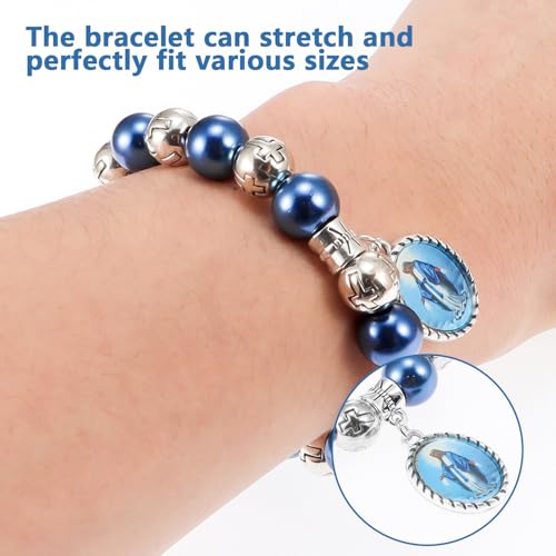 Bead Bracelets for Women, Virgin Mary Medal String Bracelet, Rosary Strand Stretch Bracelet Religious Gifts Catholic Gifts for Women4