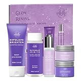 Daily Essential Skincare Set, Glycolic Acid+Vitamin C Facial Skin Care Sets & Kits, 5 In 1 Skin Care Gifts for Women w/Exfoliates Face Wash, Toner, Serum, Moisturizer, and Mask, Vegan & Cruelty-Free