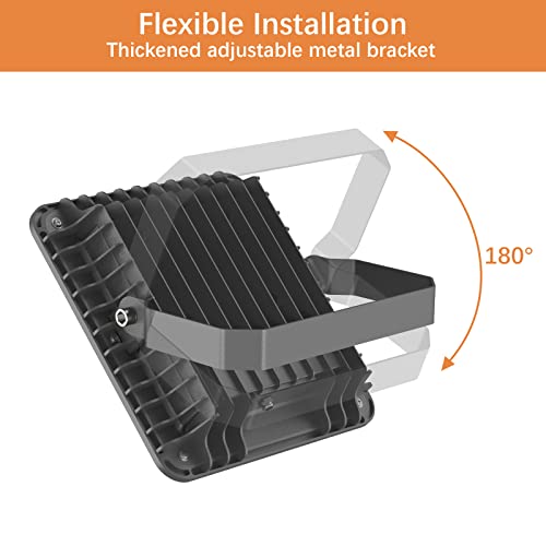 Lepower 2 Pack 50W Led Flood Light, 5000Lm Work Light With Plug, Equiv 250W Halogen, 6000K White Light, Ip66 Waterproof Outdoor Floodlight For Garage, Garden, Lawn, Basketball Court, Playground #TOP6