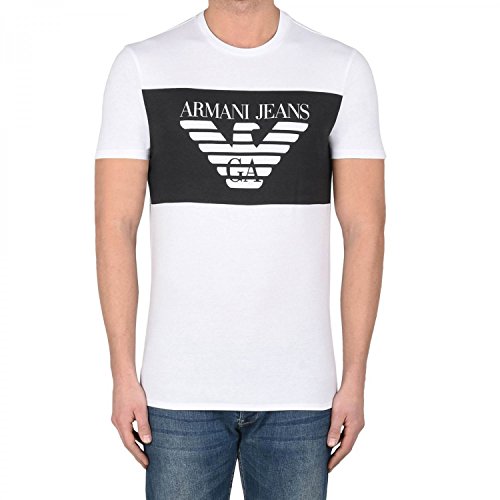 Image of Armani Jeans Men's 3Y6T24-6J00Z Regular Fit Short Sleeve T-Shirts - White - Large