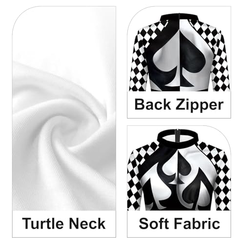 Bemeiren Jester Costume for Womens Creepy Clown Bodysuit Scary Joker Long Sleeve Outfit Costume Halloween Cosplay by Bemeiren - Image 5