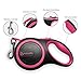 PET&CUDDLE Retractable Dog Leash, 16 ft for S to L Dogs Up to 110 lbs, Easy Lock/Release Button and Ergonomic Handle, Heavy Duty Tangle-Free Nylon Ribbon Leash - (Small/Medium, Black+Pink)