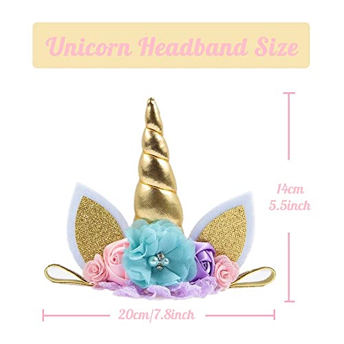 Nishine Baby Elastic Glitter Unicorn Horn Headband Children Unicorn Party Supplies Cosplay Gift (Gold) #TOP3