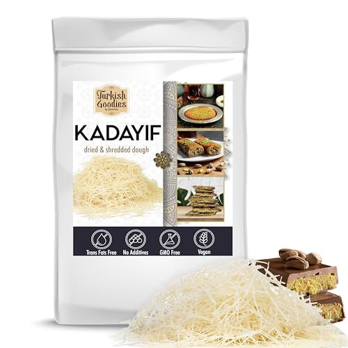 Dried Kataifi Shredded Phyllo Dough 5oz - Turkish Goodies Kadayif for Knafeh, Kunafa, Baklava, Dubai Pistachio Chocolate Bars & Desserts