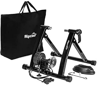 Alpcour Bike Trainer Stand – Portable Stainless Steel Indoor Trainer w/Magnetic Flywheel, Noise