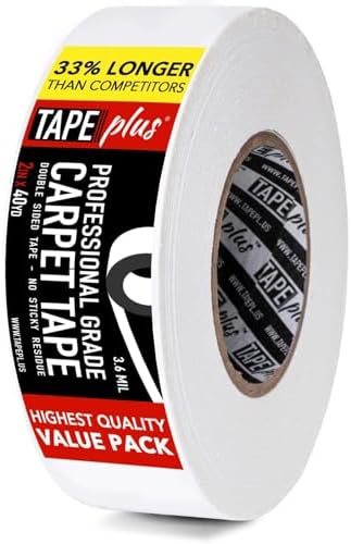 Professional Rug Tape | 2 Inch by 40 Yards (120 Feet - 2X More) | Double Sided Non-Slip Carpet Tape | Premium White Finish | Perfect Gripper | Holding Indoor Rugs in Place