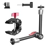 Taisioner 9.8" Magic Arm Clamp with 1/4" 3/8" Screw 360° Ball Heads Articulating Arm with Super Clamp Camera Monitor Mount Accessories for Light Monitor Webcam or Camera 2kg for Table Tube