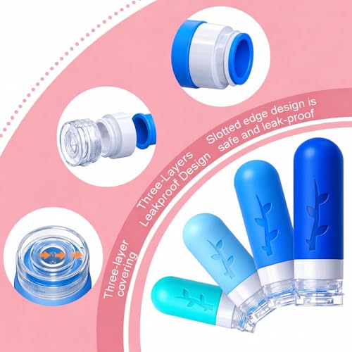 Image of Travel Bottles for Toiletries,TSA Approved Silicone Travel Containers jar for Toiletries,Leak Proof Refillable Liqus Shampoo And Conditioner Travel Essentials toiletry
