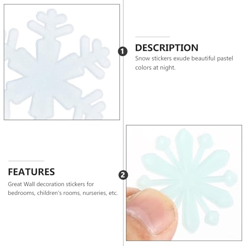 Stickers fluorescentes 3D copos de nieve 200pcs azul y blanco miniatura 3