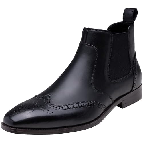 Jousen Men's Chelsea Boots Polished Premium Leather Ankle Dress Boots Classic Retro Slip On Boots for Men