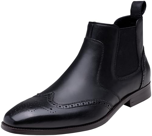 Image of Jousen Men's Chelsea Boots Polished Premium Leather Ankle Dress Boots Classic Retro Slip On Boots for Men