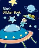  Blank Sticker Book: Activity Album for Collecting Stickers, Blue Outer Space Astronomy Cover