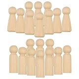 【2 Stile Steckpuppen】Sie erhalten 20 Holzsteckpuppen. Es gibt 2 Größen und Formen. Die Größe der geraden Unterkörperpuppe beträgt 6,2 x 1,9 cm und die Größe der schirmförmigen Puppe beträgt 5,7 x 2,4 cm. Sie können ein paar Puppen basteln.