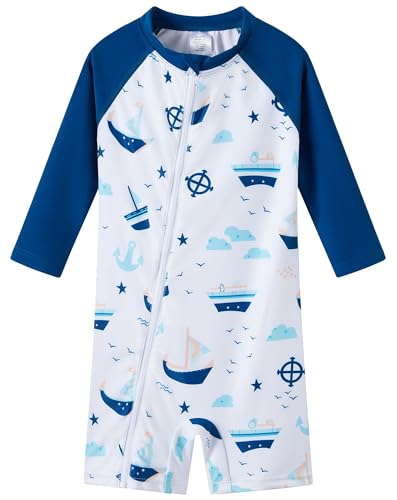 Image of UMELOK Baby Boys' Swimsuit Full Zip UPF 50+ Sun Protection Swimwear