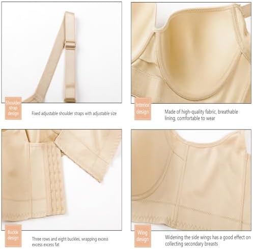 Women's Plus Size Bra Seamless Deep V Support Soft Underwire Push-up Bras Adjustable Straps Bralette - Image 6