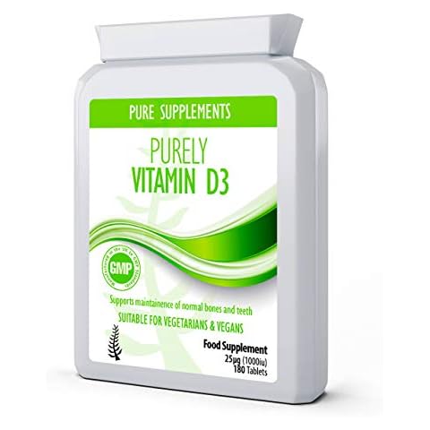 Vitamin D 180 Tablets D3 Cholecalciferol UK Made | High Dose Premium Grade Vegan Supplement Cover