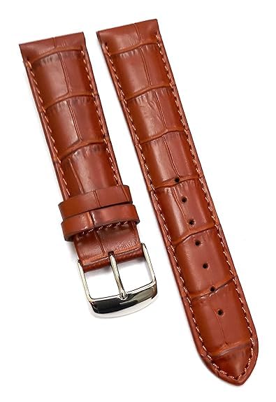 Image of 18mm 20mm 22mm 24mm 26mm 28mm 30mm 32mm Genuine Leather Black Brown Light Brown Blue Silver Rose Yellow Golden Silver Buckle Clasp Watch Band Strap for Men and Women