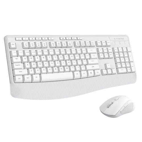 Image of Wireless Keyboard and Mouse Combo, Full Size Ergonomic with Wrist Rest