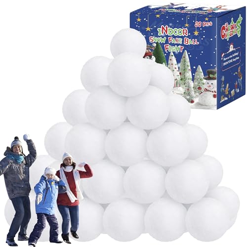36 PCS Snow Balls for Kids Indoor, Plush Indoor Snow Ball Fight Set, Soft Fake Snow Balls Artificial Snow Balls Toys Bulk for Multiplayer Winter Throwing Game Xmas Present Christmas Decorations