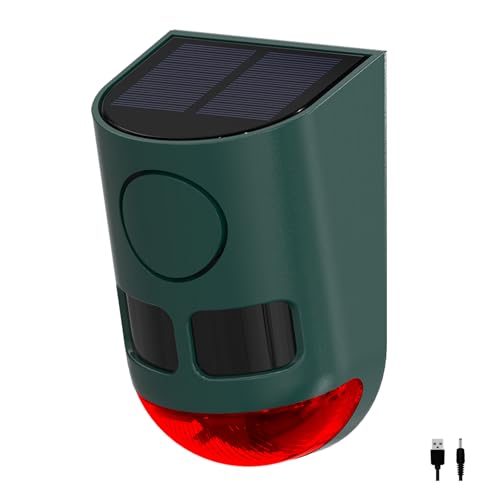 Alarme extérieur solaire à détecteur de mouvement – Bruit sonore de 129 dB, détecteur de mouvement multibande haute fréquence à ultrasons avec lumière...