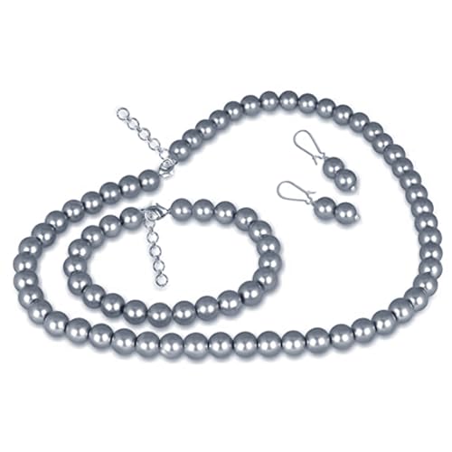 Image of JFL Combo Imitation 6mm Round Pearl Necklace Set Moti Mala Pearl Set With Earrings,Bracelet Handcrafted Jewellery for Less