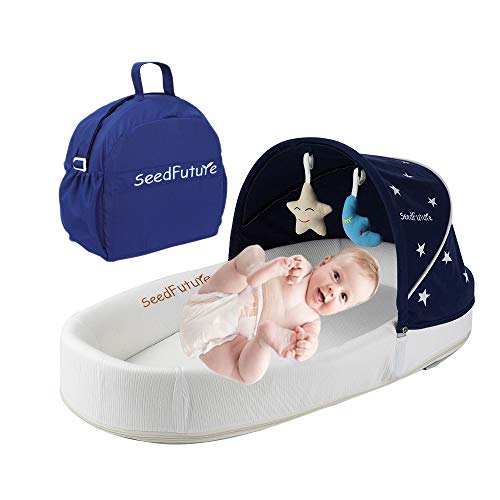 Baby Infant Nest Lounger in Bed Bassinet Portable Travel Bedside Sleeper Newborn Boys Girls Gift (Blue)