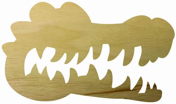 Alligator Head Craft Cutout 10" Shape, Unfinished Wood Gator Shape