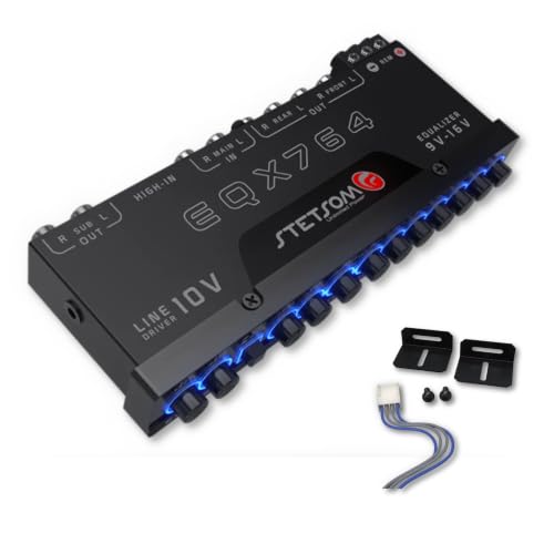 Stetsom EQX764-7 Band Equalizer, Pre-Amp Car Audio Graphic Equalizer with 4 Inputs (RCA & High...
